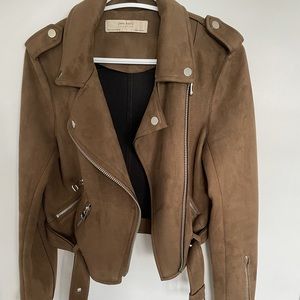 Zara Brown Suede Moto Jacket